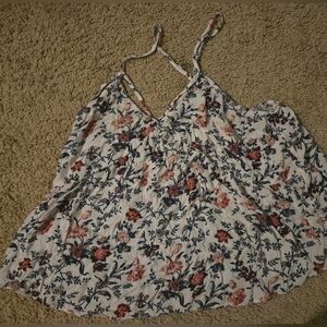 American Eagle Outfitters Floral Camisole in White and Blue